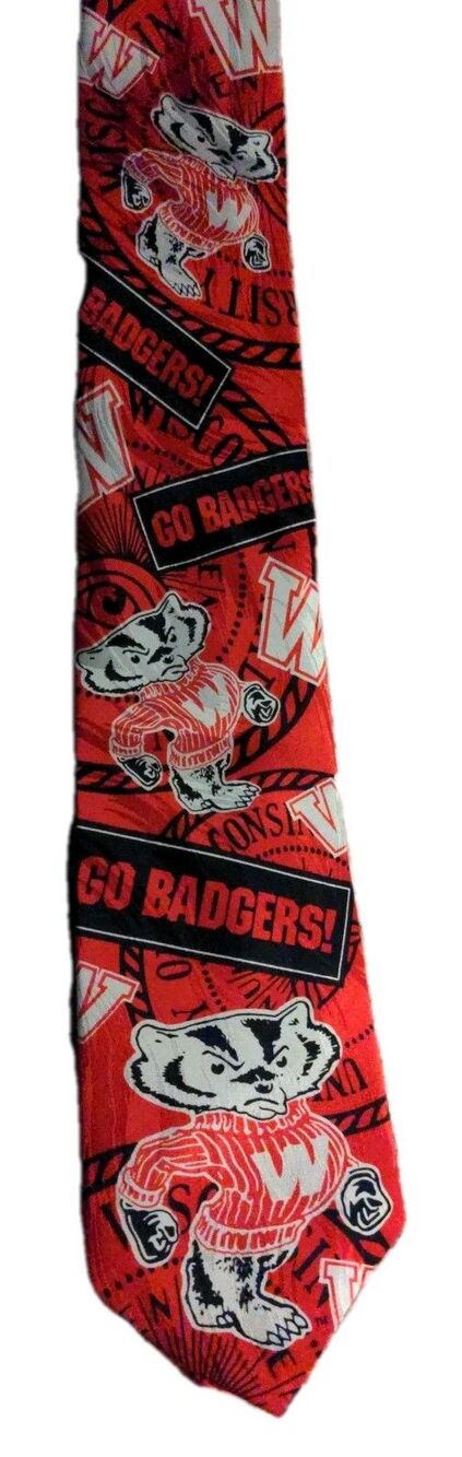 RM Sport Vintage Silk Necktie Featuring Bucky Badger 1994